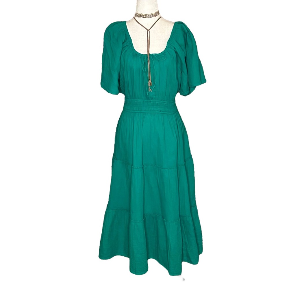 GAP Boho Crinkle Gauze Smocked Tiered Midi Dress XL